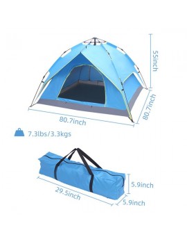 2-3 Person Double-Deck Tow-Door Hydraulic Automatic Tent Free Build Outdoor Tent Blue