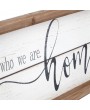 A Story of Who We are White Background Wood Framed Wood Wall Decor Sign Plaque 23.6 x 1.2 x 6 inches