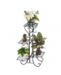 4 Potted Square Flower Metal Shelves Plant Pot Stand Decoration for Indoor Outdoor Garden Black