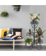 4 Potted Square Flower Metal Shelves Plant Pot Stand Decoration for Indoor Outdoor Garden Black