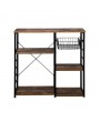 Hodely 5-Layer MDF Industrial Wrought Iron Kitchen Shelf With Drain Basket Hook